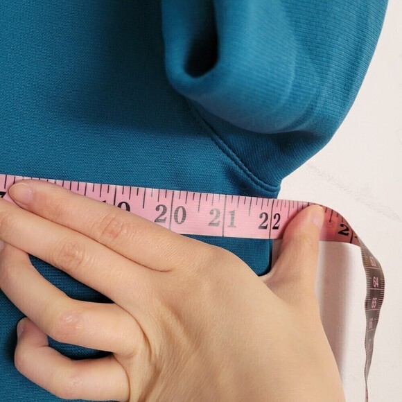 Under Armour Semi Fitted Hoodie Teal Long Sleeve Pullover Sweatshirt Size Large - Picture 9 of 12